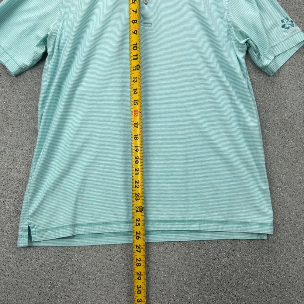 Ballyneal Linksoul Mens M Polo Shirt Mint Green White Stripe Golf Luxury - Picture 6 of 12